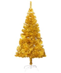 vidaXL Brad de Crăciun artificial cu LED/globuri auriu 120 cm PET
