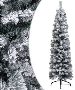 vidaXL Set pom Crăciun artificial subțire LED-uri&globuri verde 210 cm