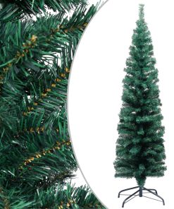 vidaXL Brad de Crăciun artificial subțire LED-uri&globuri verde 150 cm