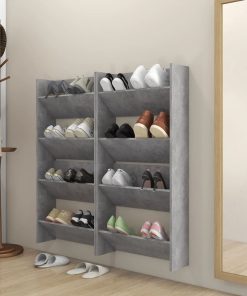 vidaXL Pantofare de perete, 4 buc., gri beton, 60x18x60 cm, PAL