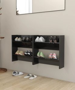 vidaXL Pantofare de perete, 2 buc., negru extralucios, 60x18x60 cm PAL