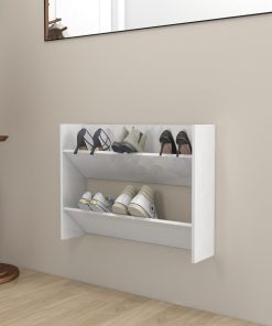 vidaXL Pantofar de perete, alb extralucios, 80x18x60 cm, PAL