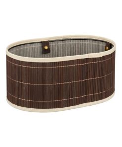 Cosulet pentru paine Paris, captuseala din panza, Bambus, Maro, 16 x 24 x 34 cm