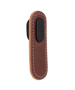 Maner, buton Oblong din piele maro pentru mobilier, cu ornament finisaj negru mat, L 70 mm