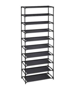Raft pentru pantofi cu 10 niveluri, Negru, H 150 cm