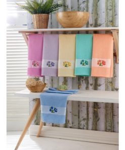 Set 12 prosoape de bucatarie, tesatura waffle, realizate 100% din bumbac, multicolor