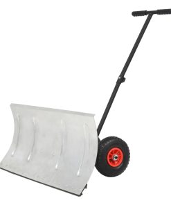 vidaXL Plug de zăpadă manual cu roți, 100 x 44 cm