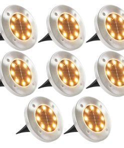 vidaXL Lămpi solare de sol, 8 buc., alb cald, becuri LED