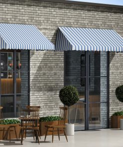 vidaXL Copertină de bistro, albastru și alb, 400 x 120 cm