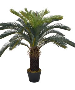 vidaXL Plantă artificială palmier cycas cu ghiveci, verde, 90 cm