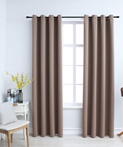 vidaXL Draperii opace cu inele metalice, 2 buc., gri taupe, 140x245 cm