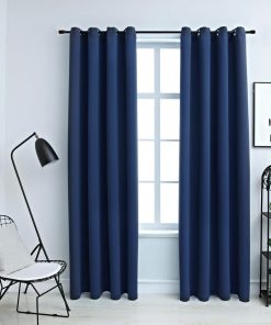 vidaXL Draperii opace cu inele metalice, 2 buc, albastru, 140 x 175 cm