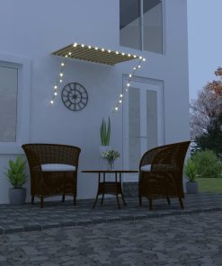 vidaXL Copertină retractabilă cu LED, galben și alb, 150 x 150 cm