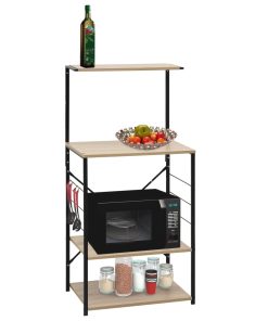 vidaXL Dulap microunde, negru/stejar 60x39,6x123 cm lemn prelucrat