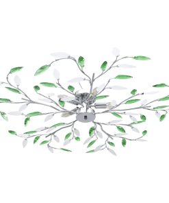 vidaXL Lustră cu brațe tip frunze cristal acrilic verde 5 becuri E14