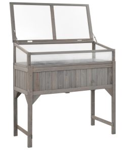 vidaXL Strat înălțat cu seră, 110x54x120 cm, lemn masiv de brad