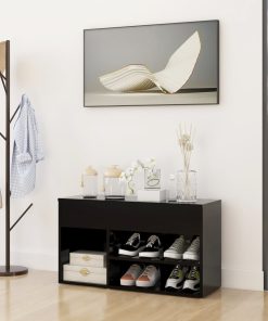 vidaXL Banchetă pantofar, negru, 80x30x45 cm, PAL
