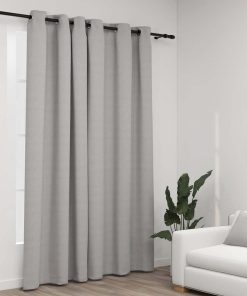 vidaXL Perdea opacă, aspect pânză, cu ocheți, gri, 290x245 cm