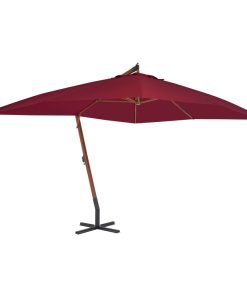 vidaXL Umbrelă consolă de grădină cu stâlp din lemn, bordo, 400x300 cm