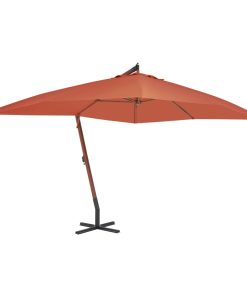 vidaXL Umbrelă în consolă cu stâlp din lemn, cărămiziu, 400x300 cm