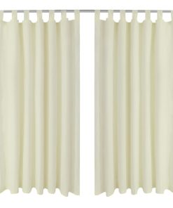 Draperii micro-satin cu bride, 140 x 175 cm, crem, 2 buc.