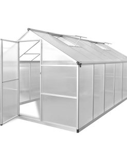vidaXL Seră din aluminiu ranforsat cu cadru la bază, 9,025 m²