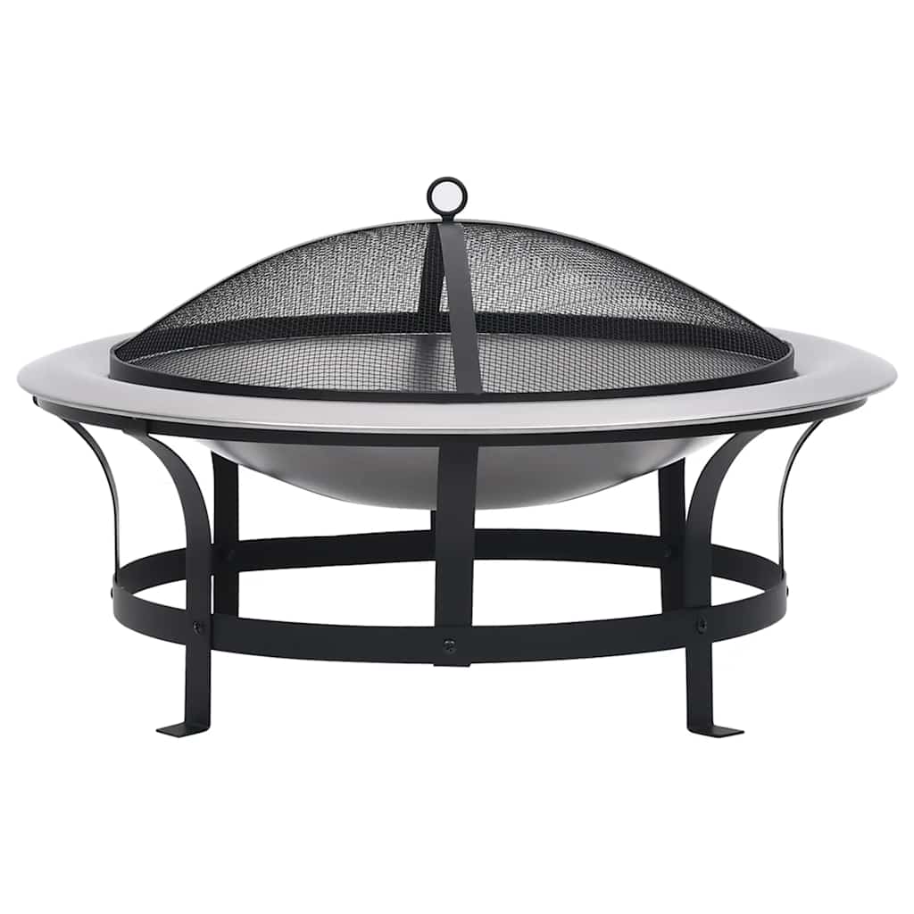 vidaXL Vatră de foc de exterior cu grătar, 76 cm, oțel inoxidabil