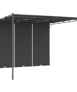 vidaXL Pavilion de grădină cu perdea laterală, antracit, 3x3x2,25 m