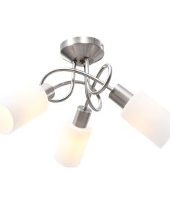 vidaXL Lustră cu abajururi din ceramică, 3 becuri E14, alb, con
