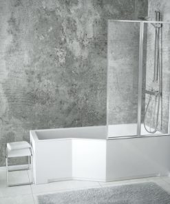 Paravan cada Besco Ambition Premium 2  doua elemente mobile  80.5x140cm  sticla clara 4 mm  profile crom