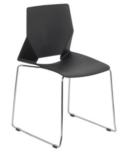 RESIGILAT - Scaune vizitatori din plastic cu baza metalica cromata HRC 627 negru