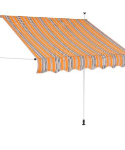 vidaXL Copertină retractabilă manual, dungi galben și albastru, 200 cm