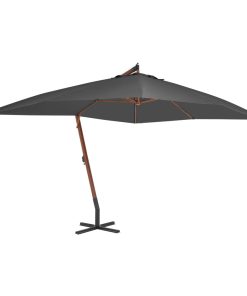 vidaXL Umbrelă în consolă cu stâlp din lemn, antracit, 400 x 300 cm