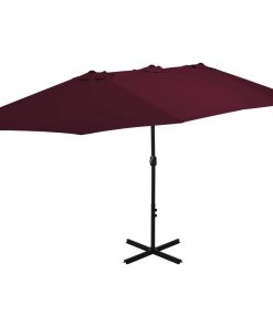 vidaXL Umbrelă soare exterior, stâlp aluminiu, roșu bordo, 460x270 cm