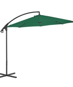 vidaXL Umbrelă în consolă de grădină, stâlp din oțel, verde, 300 cm