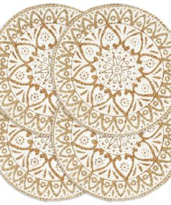 vidaXL Naproane, 4 buc., alb, 38 cm, iută, rotund