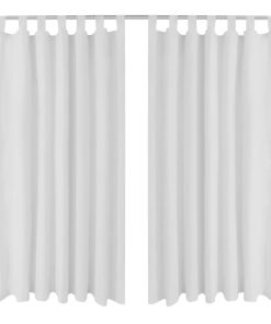 Draperii micro-satin cu bride, 140 x 175 cm, alb, 2 buc.