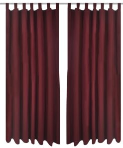 Draperii micro-satin cu bride, 140 x 245 cm, roșu bordo, 2 buc.
