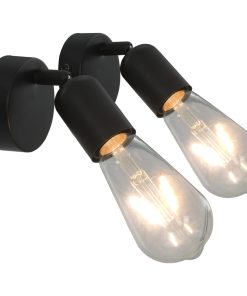 vidaXL Spoturi luminoase cu becuri filament, 2 buc., negru, 2 W, E27