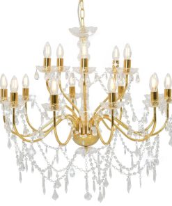 vidaXL Candelabru cu 2 rânduri, auriu, becuri 15 x E14