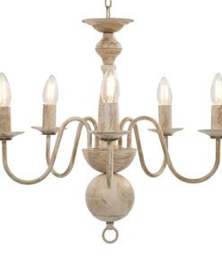 vidaXL Candelabru antichizat, alb, becuri E14 x 5