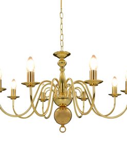 vidaXL Candelabru, auriu, 8 becuri E14