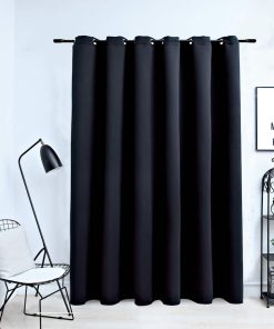 vidaXL Draperie opacă cu inele metalice, negru, 290 x 245 cm