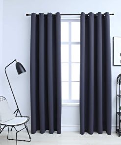 vidaXL Draperii opace cu inele metalice, 2 buc, antracit, 140 x 225 cm