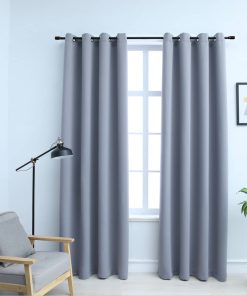 vidaXL Draperii opace cu inele metalice, 2 buc., gri, 140 x 245 cm