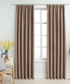 vidaXL Draperii opace cu cârlige, 2 buc., gri taupe, 140 x 245 cm