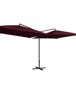 vidaXL Umbrelă de soare dublă, stâlp din oțel, roșu bordo, 250x250 cm