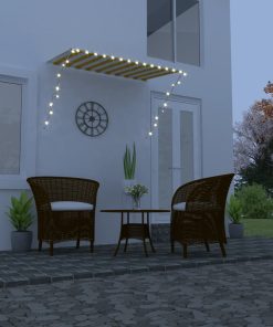 vidaXL Copertină retractabilă cu LED, galben și alb, 250 x 150 cm