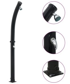 vidaXL Duș solar, negru, 214 cm, 20 L