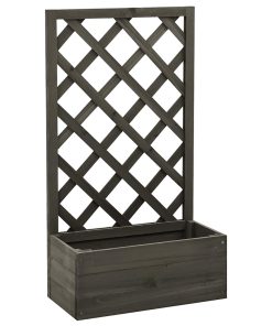 vidaXL Jardinieră cu spalier de grădină, gri, 50x25x90 cm, lemn brad